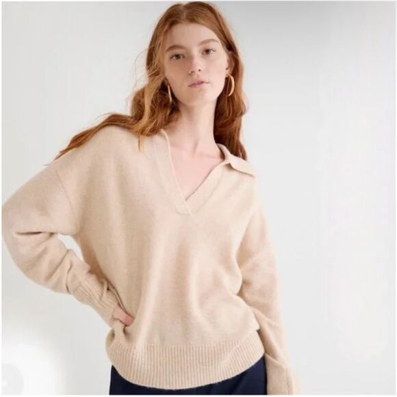 J. Crew merino wool alpaca blend pullover sweater v neck L - Picture 1 of 8